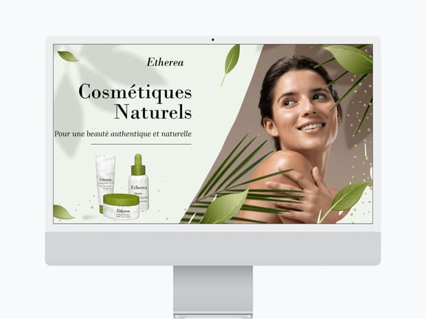 Création site e-commerce de cosmétiques naturels Création site e-commerce présentant des cosmétiques naturels et des crèmes de beauté