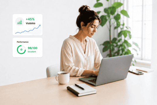creation-sites-internet-professionnel-femme-entrepreneur-ordinateur.jpg création de sites internet professionnels par une femme entrepreneure devant son ordinateur