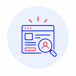 site internet illustrant l’optimisation de la conversion avec loupe et utilisateur pour encourager les contacts