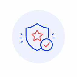 bouclier avec une étoile et une coche illustrant le renforcement de la crédibilité grâce à un site internet professionnel