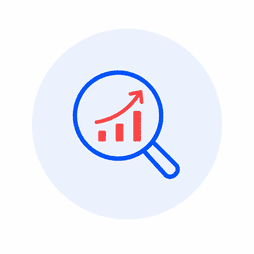 loupe avec graphique en hausse représentant l’amélioration de la visibilité sur Google