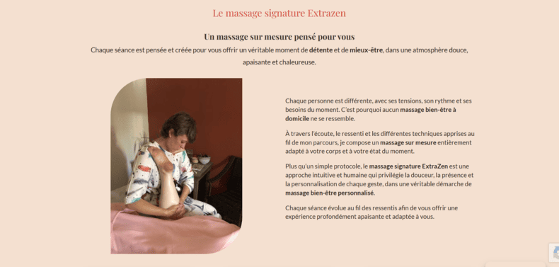 refonte site internet massage bien-être à domicile client soin jambe site vitrine amélioration